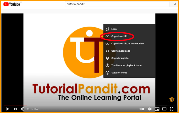 Copy YouTube Video URL from Context Menu